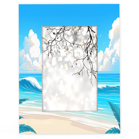 Herdesigns Tropical Beach Ocean 5x7 Picture Frame, Sky Sea Wood Photo Frame for Living Room Bedroom, Vertical & Horizontal Display