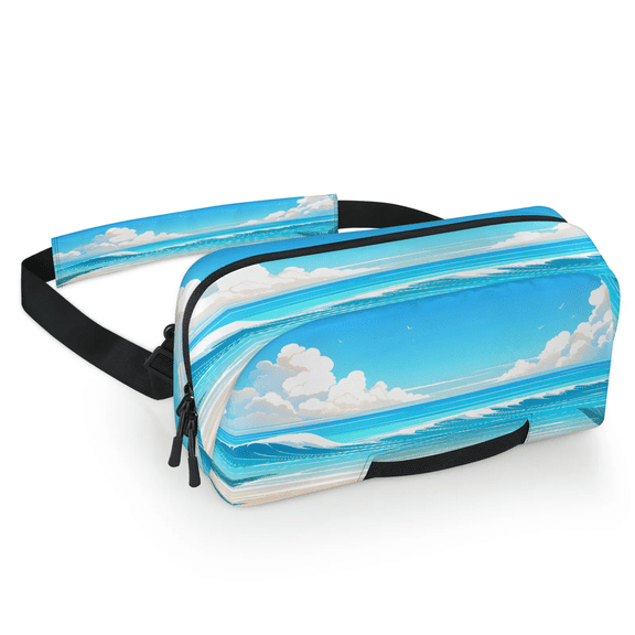 Herdesigns Tropical Beach Ocean Carrying Case Bag for Gaming Console, Waterproof Travel Crossbody Sling Bag Compatible with Nintendo Switch 2, Adjustable Shoulder Strap Chest Bag, Sky Sea