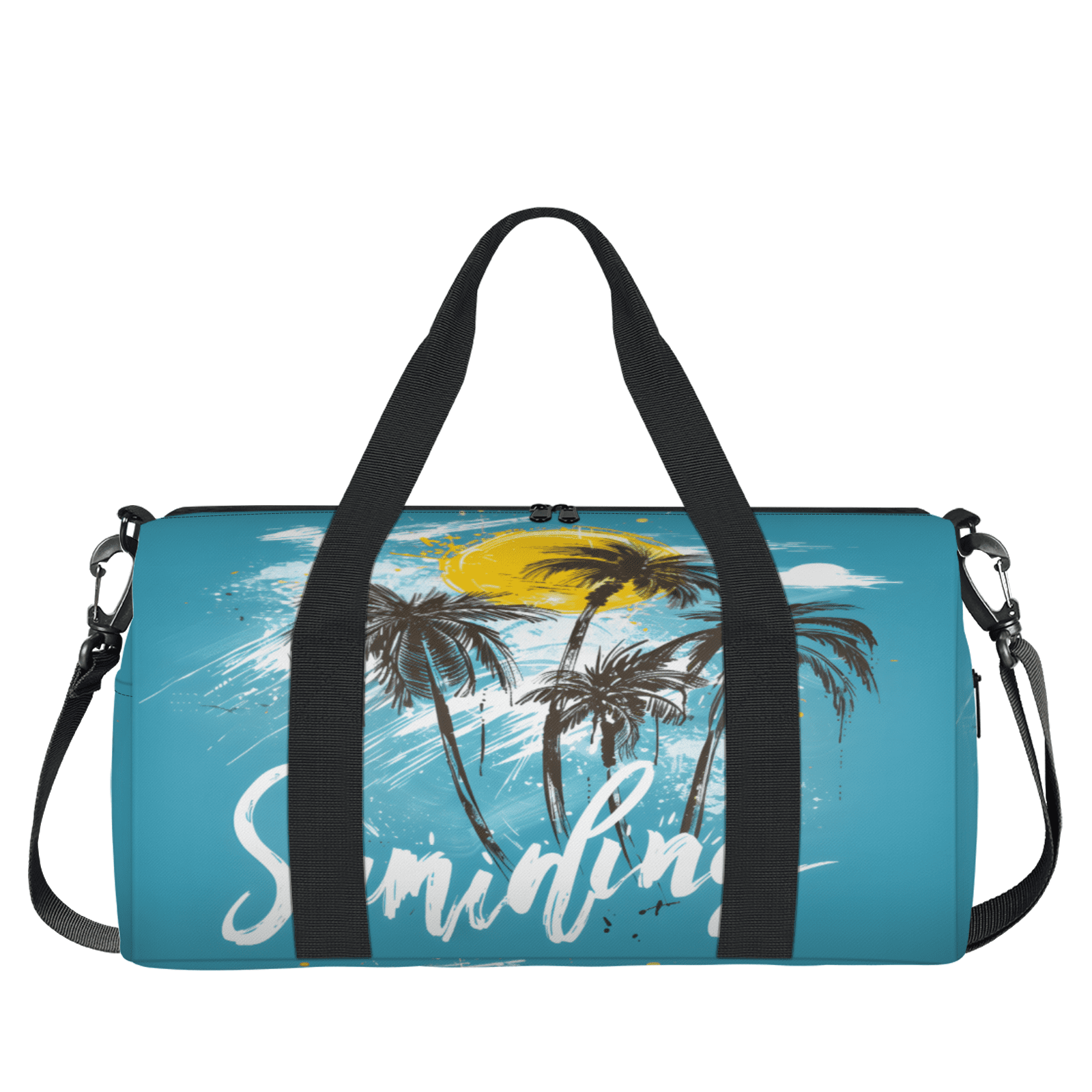 Herdesigns Tropical Beach Travel Duffle Bag Sports Yoga Weekender Overnight Carry on Workout Bags Lightweight Waterproof Gym Tote Bag for Women Palm Tree Summer