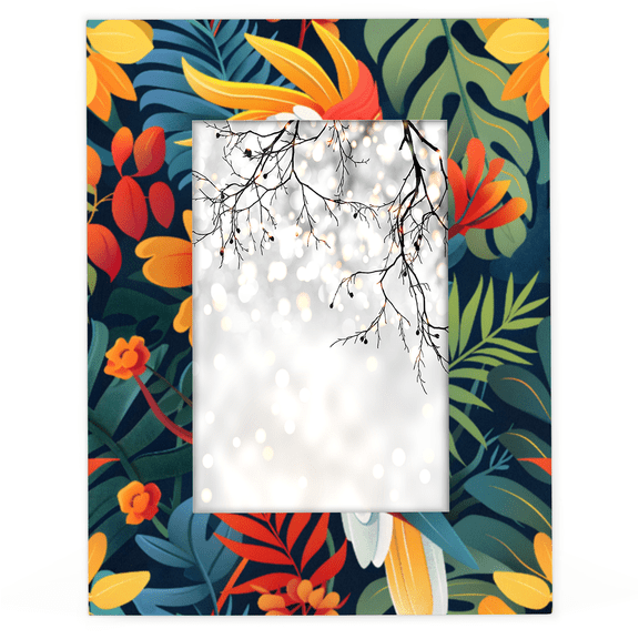 Herdesigns Tropical Birds 4x6 Picture Frame Jungle Leaves Floral Wood Photo Frame Table Display or Wall Hanging Decoration for Vertical or Horizontal Display