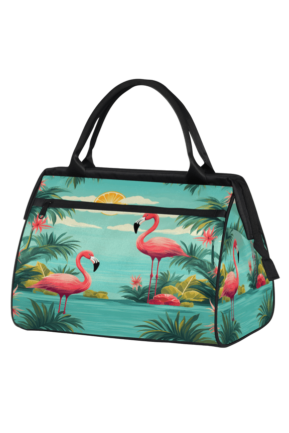 Tropical Flamingo Travel Duffle Bag for Women Men, Waterproof Weekender Carry On Bag, Sport Gym Overnight Tote Hospital Personal Item Bag