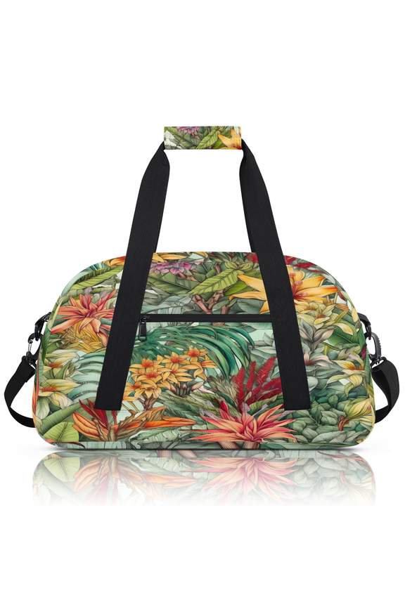 Tropical Floral Sports Duffle Bag for Women & Men, Hawaiian Tropical Flower Gym Bag Dance Bag Overnight Bag Carry On Weekender Travel Bag