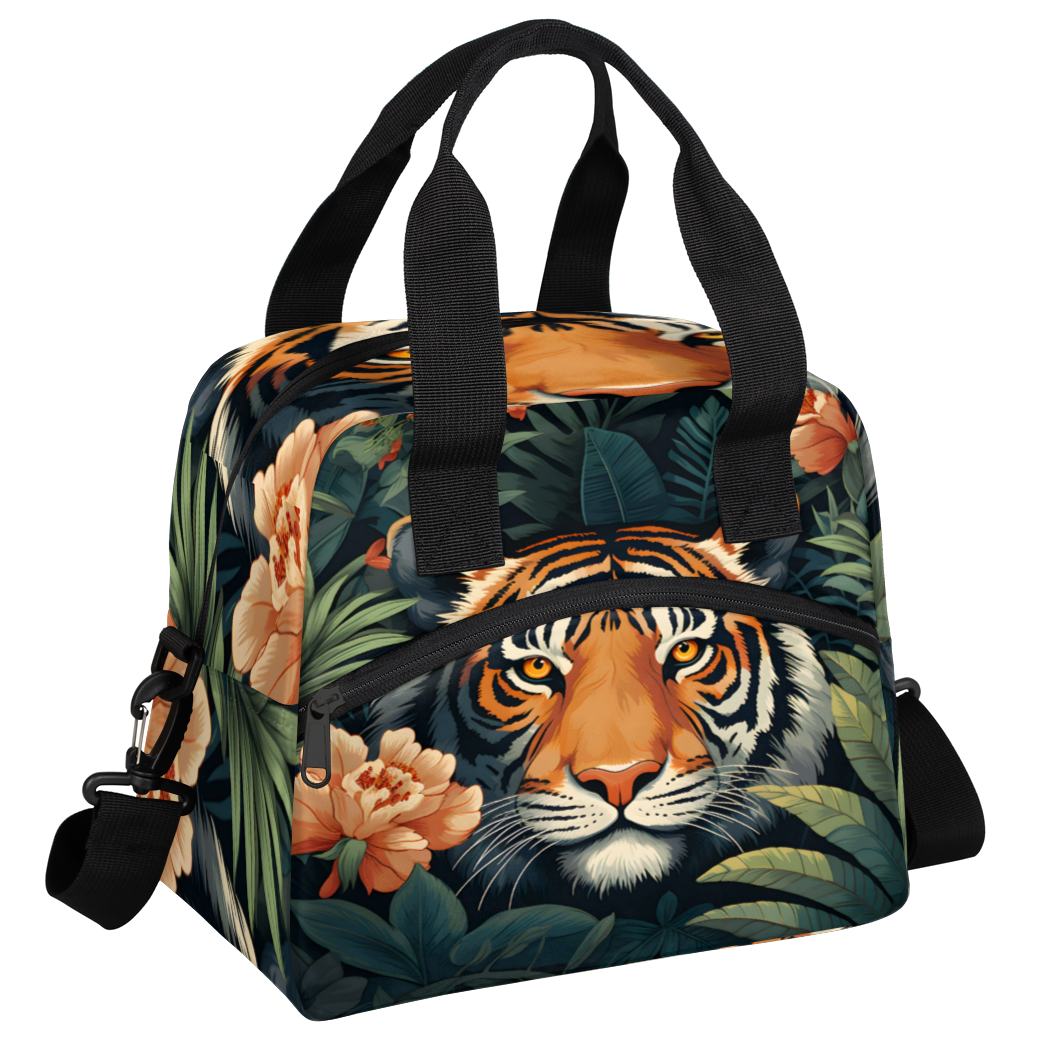 Borsa Pranzo HUGSIDEA Con Stampa Tiger | Termica Con Tasca | Lavabile | Per Adulti E Bambini