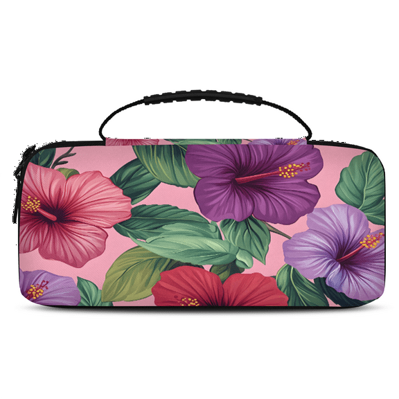 Herdesigns Tropical Leaves Flower Carry Case Compatible with Nintendo Switch 2, Protective Travel Switch Carrying Case with 20 Game Card Slots for Switch Console & Accessories,Floral