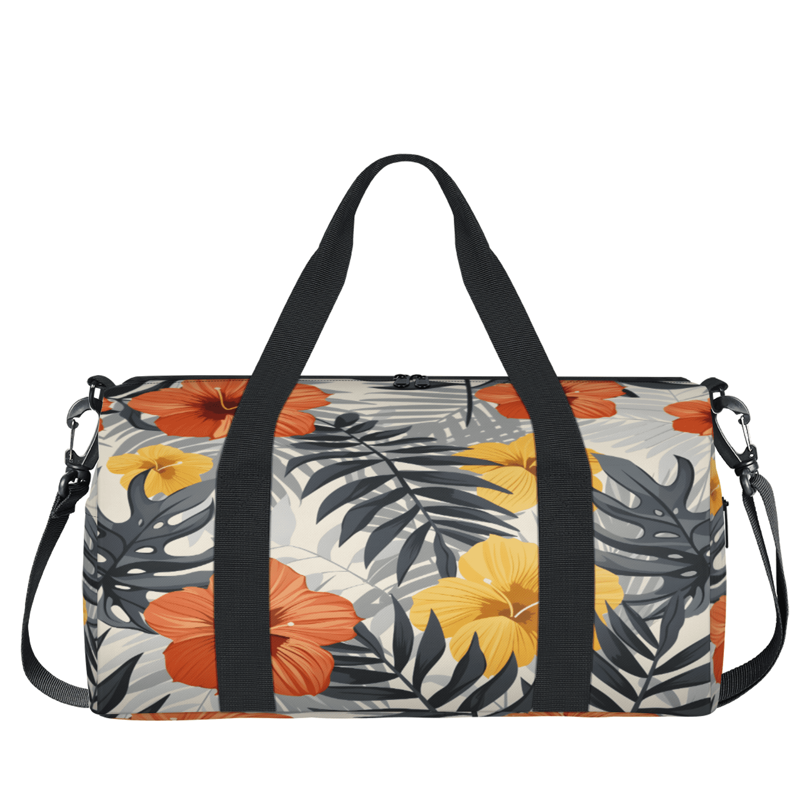Herdesigns Tropical Leaves Flower Gym Bag for Women, Duffle Bag for Travel Sport, Floral Lightweight Waterproof Carry on Weekender Dance Yoga Workout Bags