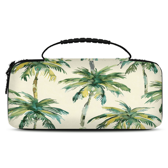 Herdesigns Tropical Palm Carrying Case for Nintendo Switch OLED Model 2021 & Switch 2017 with 20 Game Card Slots, Portable Travel Carry Case for Accessories and Console
