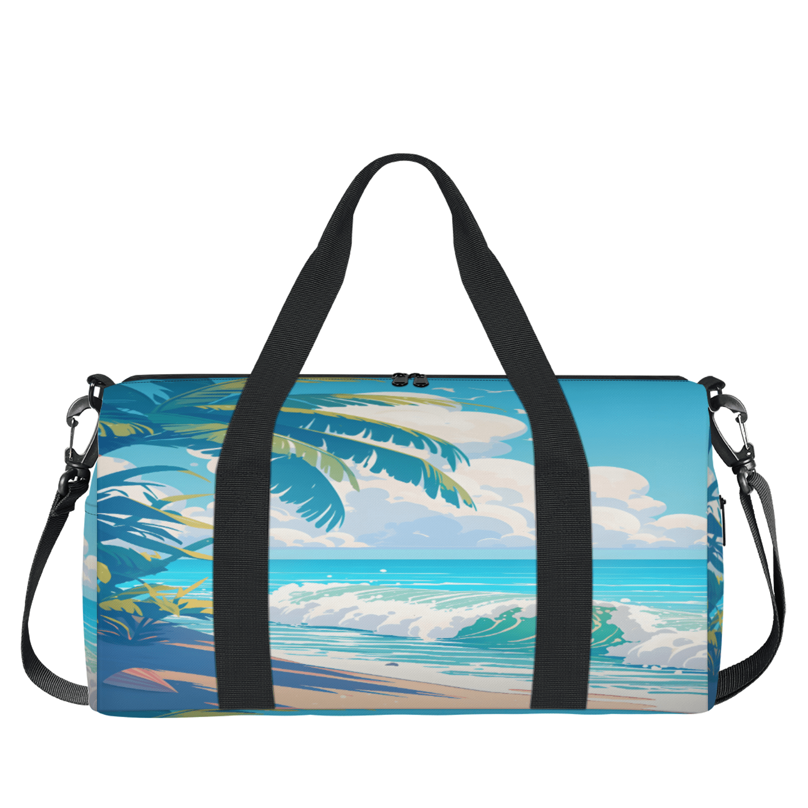 Herdesigns Tropical Palm Tree Gym Bag for Women, Duffle Bag for Travel Sport, Coastal Ocean Lightweight Waterproof Carry on Weekender Dance Yoga Workout Bags