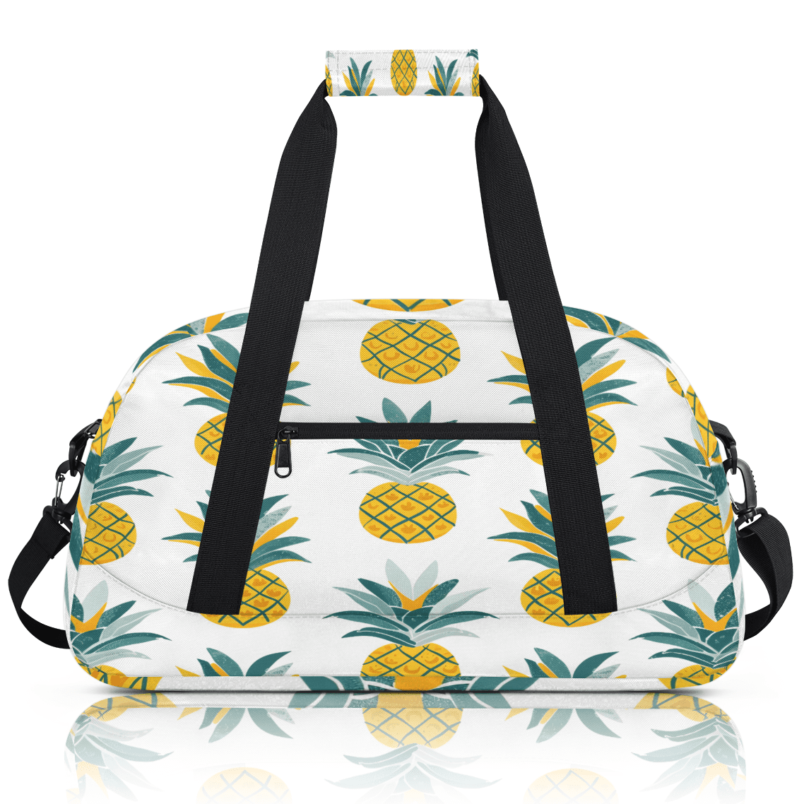 Herdesigns Tropical Pineapple Sports Duffle Bag for Women & Men, Hawaiian Pineapple Gym Bag Dance Bag Overnight Bag Carry On Weekender Travel Bag