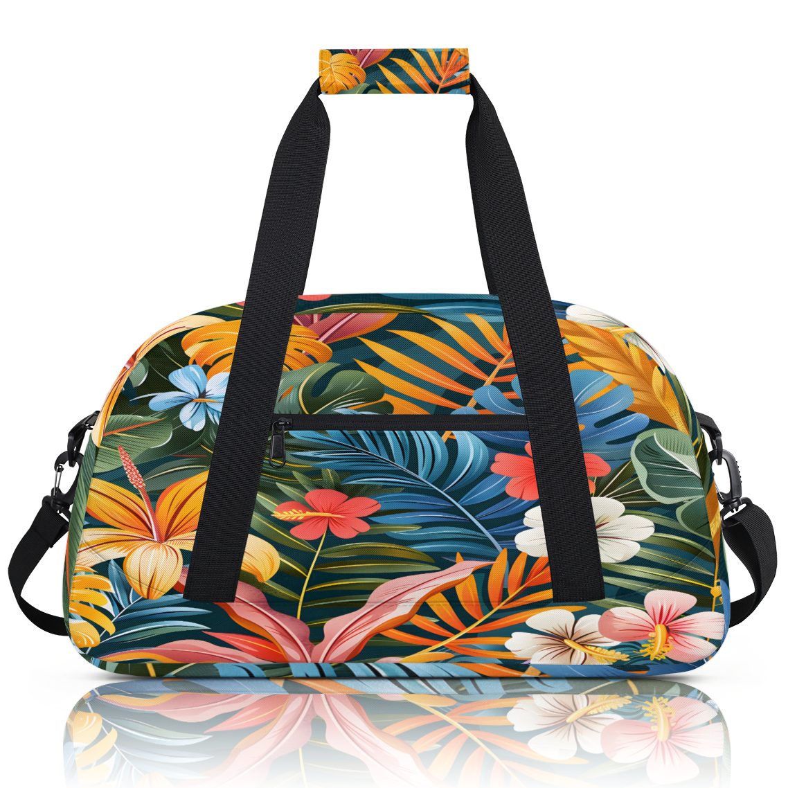 Herdesigns Tropical Plant Leaf Sports Duffle Bag for Women & Men, Palm Leaves Gym Bag Dance Bag Overnight Bag Carry On Weekender Travel Bag
