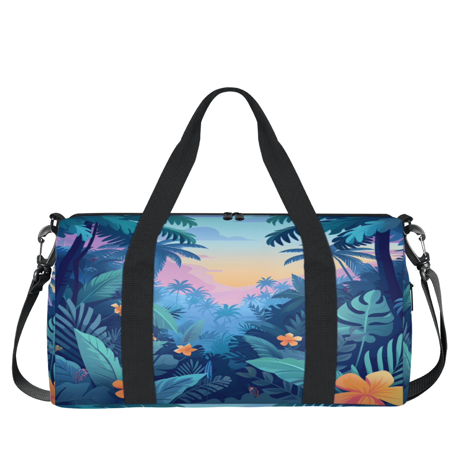 Herdesigns Tropical Rainforest Gym Bag for Women, Duffle Bag for Travel Sport, Flower Lightweight Waterproof Carry on Weekender Dance Yoga Workout Bags