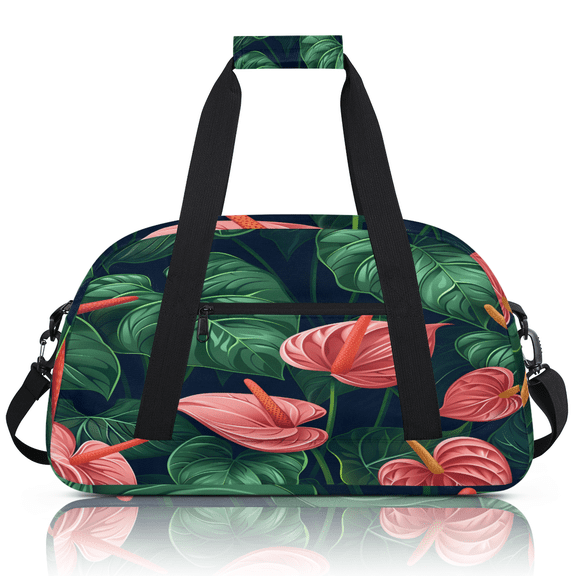 Herdesigns Tropical Sports Duffle Bag for Women & Men, Palm Leaves Floral Plants Gym Bag Dance Bag Overnight Bag Carry On Weekender Travel Bag