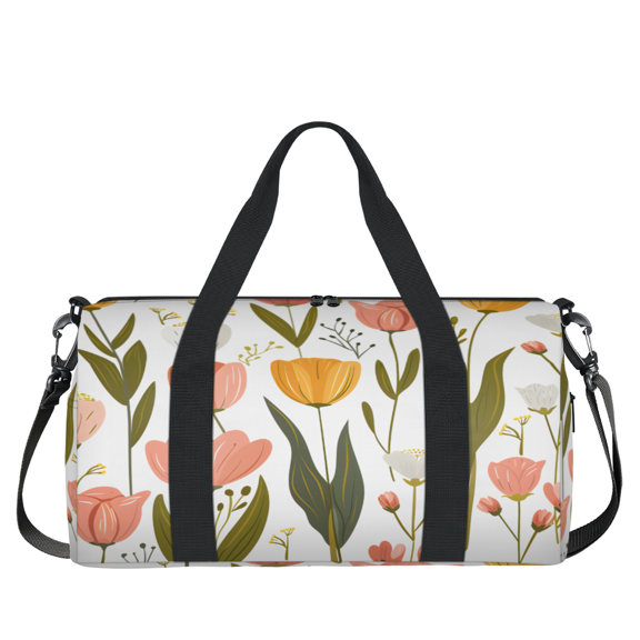 Herdesigns Tulip Flower Gym Bag for Women, Duffle Bag for Travel Sport, Floral Lightweight Waterproof Carry on Weekender Dance Yoga Workout Bags