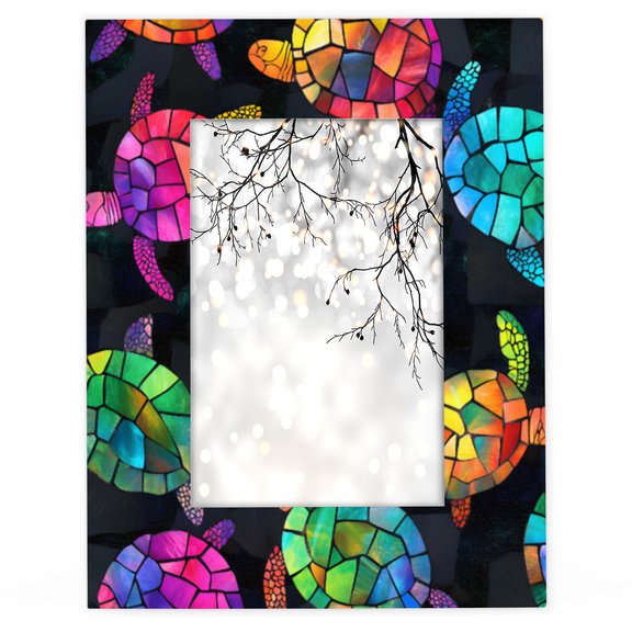 Herdesigns Turtle 5x7 Picture Frame, Sea Turtle Wood Photo Frame for Living Room Bedroom, Vertical & Horizontal Display