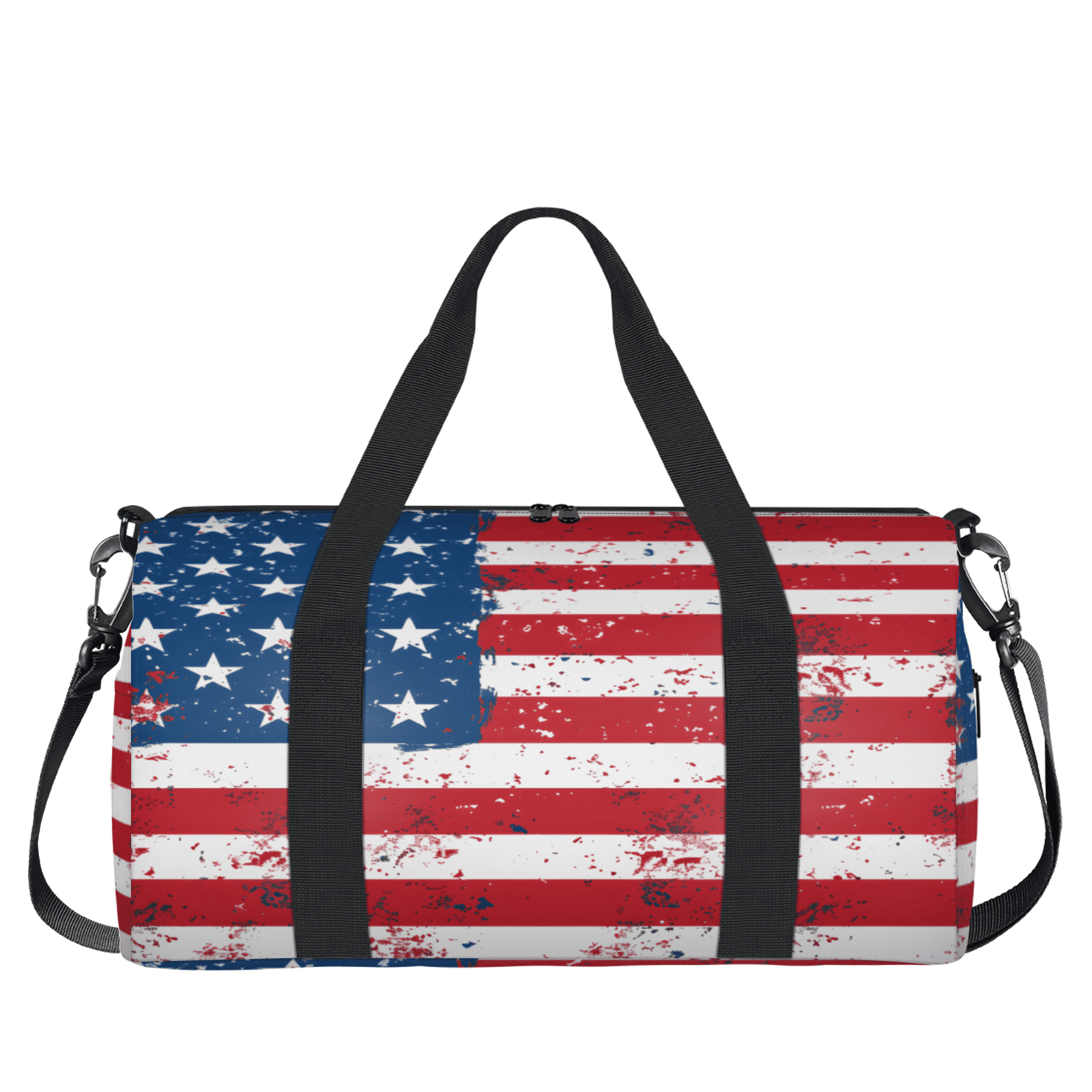 Herdesigns USA Flag Travel Duffle Bag Sports Yoga Weekender Overnight Carry on Workout Bags Lightweight Waterproof Gym Tote Bag for Women Vintage USA 4th of July