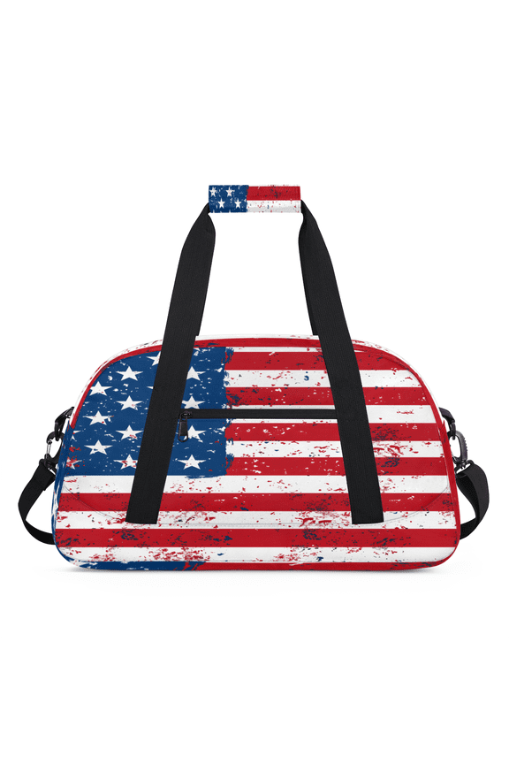 USA Flag Travel Sports Duffel Bag for Women Men, Lightweight Overnight Weekender Bag for Camping Hiking, Vintage USA 4th of July