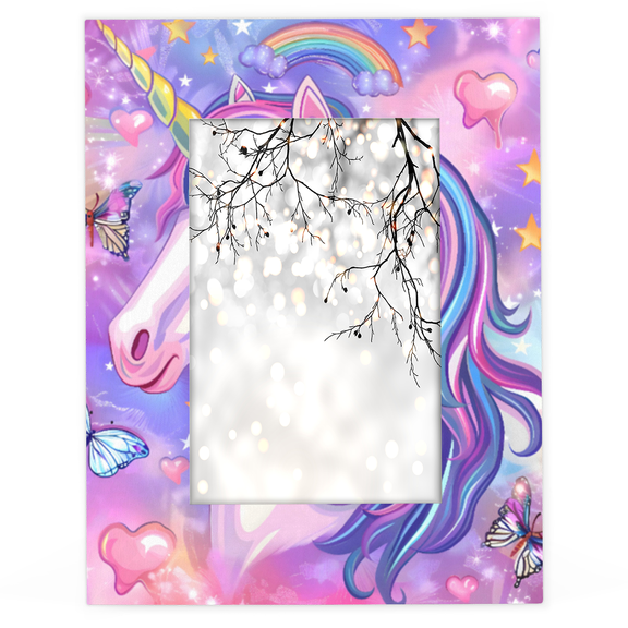 Herdesigns Unicorn Butterfly 4x6 Picture Frame Wood Photo Frame Table Display or Wall Hanging Decoration for Vertical or Horizontal Display