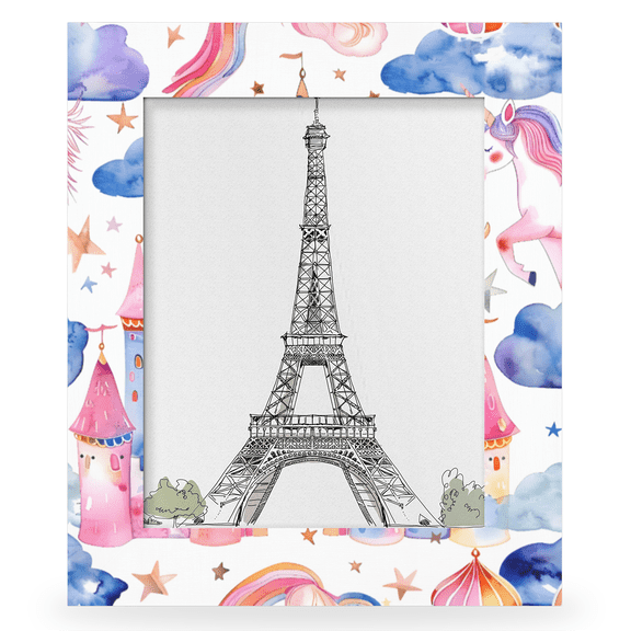 Herdesigns Unicorn Castle Rainbow 11x14 Photo Frame, Wooden Picture Frame Fits 11x14in Photo, Wall Hanging or Tabletop Display