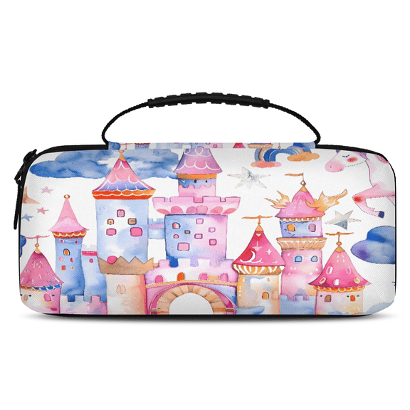 Herdesigns Unicorn Castle Rainbow Carrying Case for Nintendo Switch OLED Model 2021 & Switch 2017 with 20 Game Card Slots, Portable Travel Carry Case for Accessories and Console