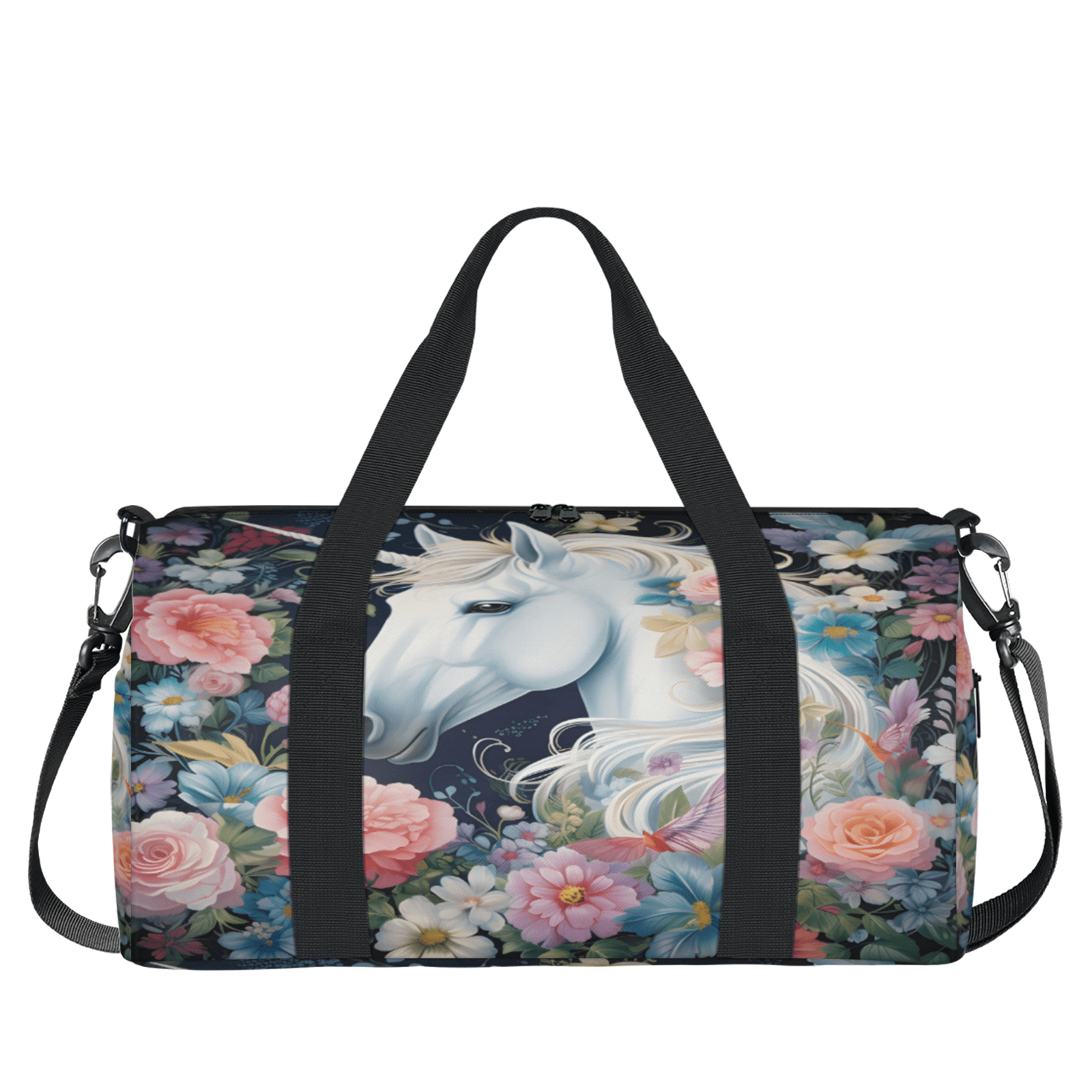 Herdesigns Unicorn Gym Bag for Women, Duffle Bag for Travel Sport, Funny Unicorn Lightweight Waterproof Carry on Weekender Dance Yoga Workout Bags