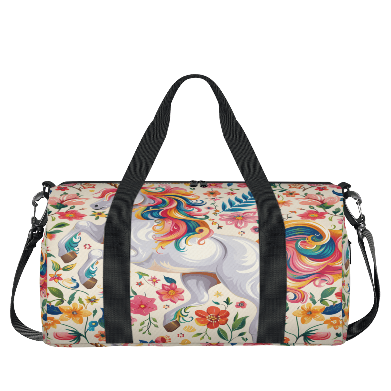 Herdesigns Unicorn Travel Duffle Bag Sports Yoga Weekender Overnight Carry on Workout Bags Lightweight Waterproof Gym Tote Bag for Women Colorful Animal