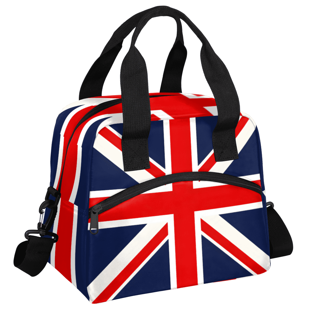 Herdesigns Union Jack Insulated Lunch Bag for Women Men Adults Large Reusable Lunch Box UK Flag Leakproof Cooler Tote Bags with Adjustable Shoulder Strap