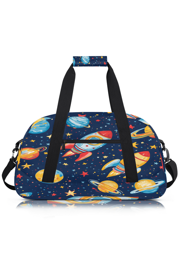 Universe Planet Rocket Duffle Bag for Women & Men, Outer Space Gym Bag Dance Bag Overnight Bag Carry On Weekender Travel Bag
