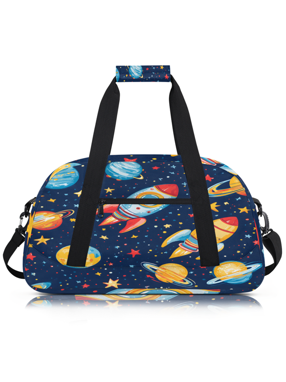 Universe Planet Rocket Duffle Bag for Women & Men, Outer Space Gym Bag Dance Bag Overnight Bag Carry On Weekender Travel Bag