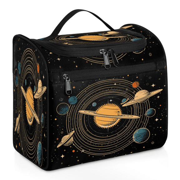 Herdesigns Universe Solar System Planets Toiletry Bag for Women, Travel Makeup Bag, Waterproof Hanging Cosmetic Organizer for Toiletries & Makeup Essentials