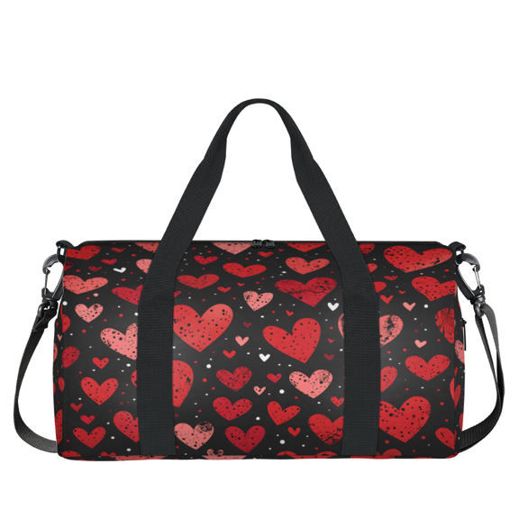 Herdesigns Valentine's Day Love Gym Bag for Women, Duffle Bag for Travel Sport, Lightweight Waterproof Carry on Weekender Dance Yoga Workout Bags