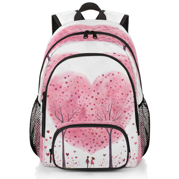 Herdesigns Valentine's Day Love Tree Laptop Backpack for Women Men, 18.3 Inch Large Computer Backpacks Fashion Teacher Nurse Bag Casual Daypack for Work Travel