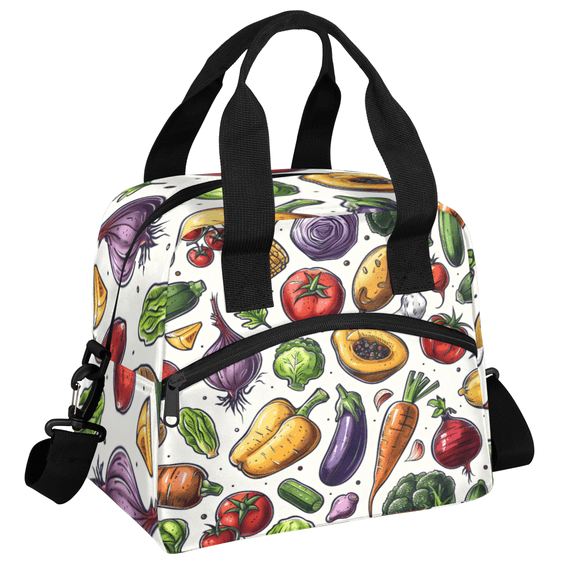 Herdesigns Vegetable Insulated Lunch Bag for Women Men Adults Large Reusable Lunch Box Food Leakproof Cooler Tote Bags with Adjustable Shoulder Strap