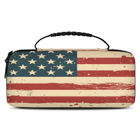 Herdesigns Vintage American Flag Carry Case Compatible with Nintendo Switch 2, with 20 Game Card Slots, 4th of July Portable Travel Carrying Case Pouch for Accessories & Games
