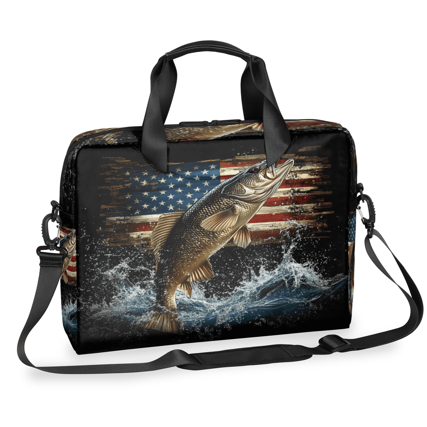 Herdesigns Vintage American Flag Laptop Bag for Women Men, Computer Case Briefcase Messenger Bags, 15-15.6 inch Laptop Sleeve Shoulder Bag