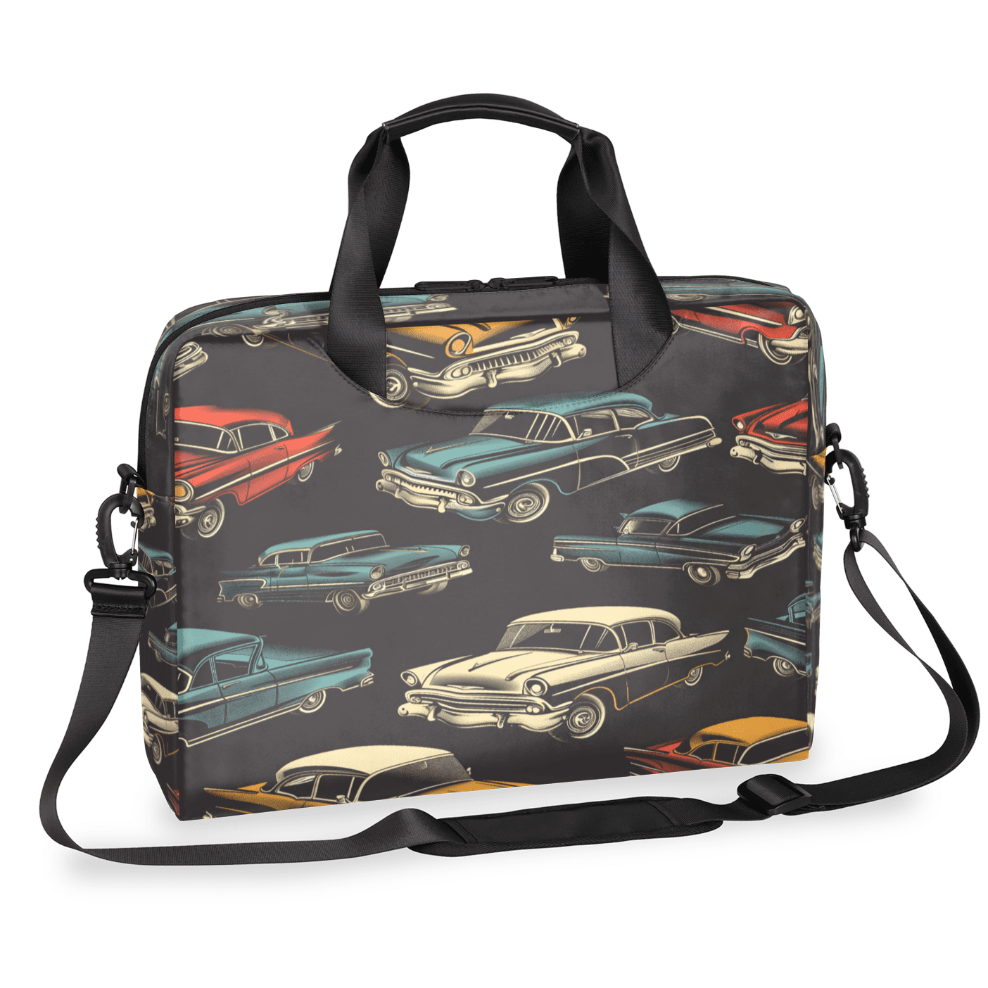Herdesigns Vintage Car Laptop Bag for Women Men, Computer Case Briefcase Messenger Bags, 15-15.6 inch Laptop Sleeve Shoulder Bag