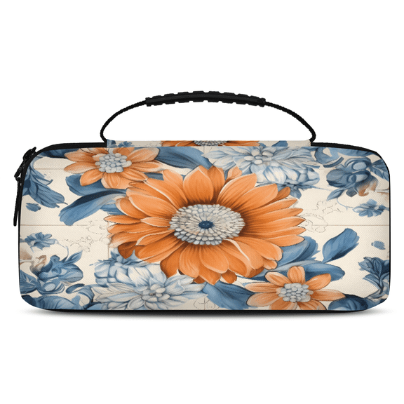 Herdesigns Vintage Carry Case Compatible with Nintendo Switch 2017 & Oled 2021, with 20 Game Card Slots, Flower Portable Travel Carrying Case Pouch for Accessories & Games