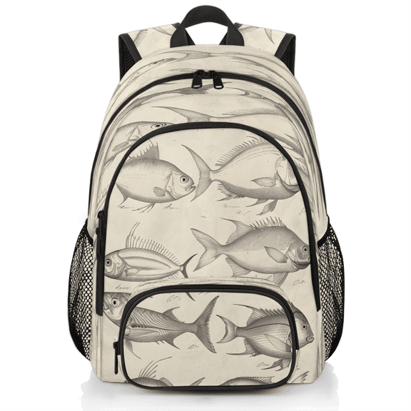 Herdesigns Vintage Fishes Laptop Backpack for Women Men, Work Computer Backpacks, 18.3 Inch Large Computer Nurse Teacher Bags Travel Casual Daypack