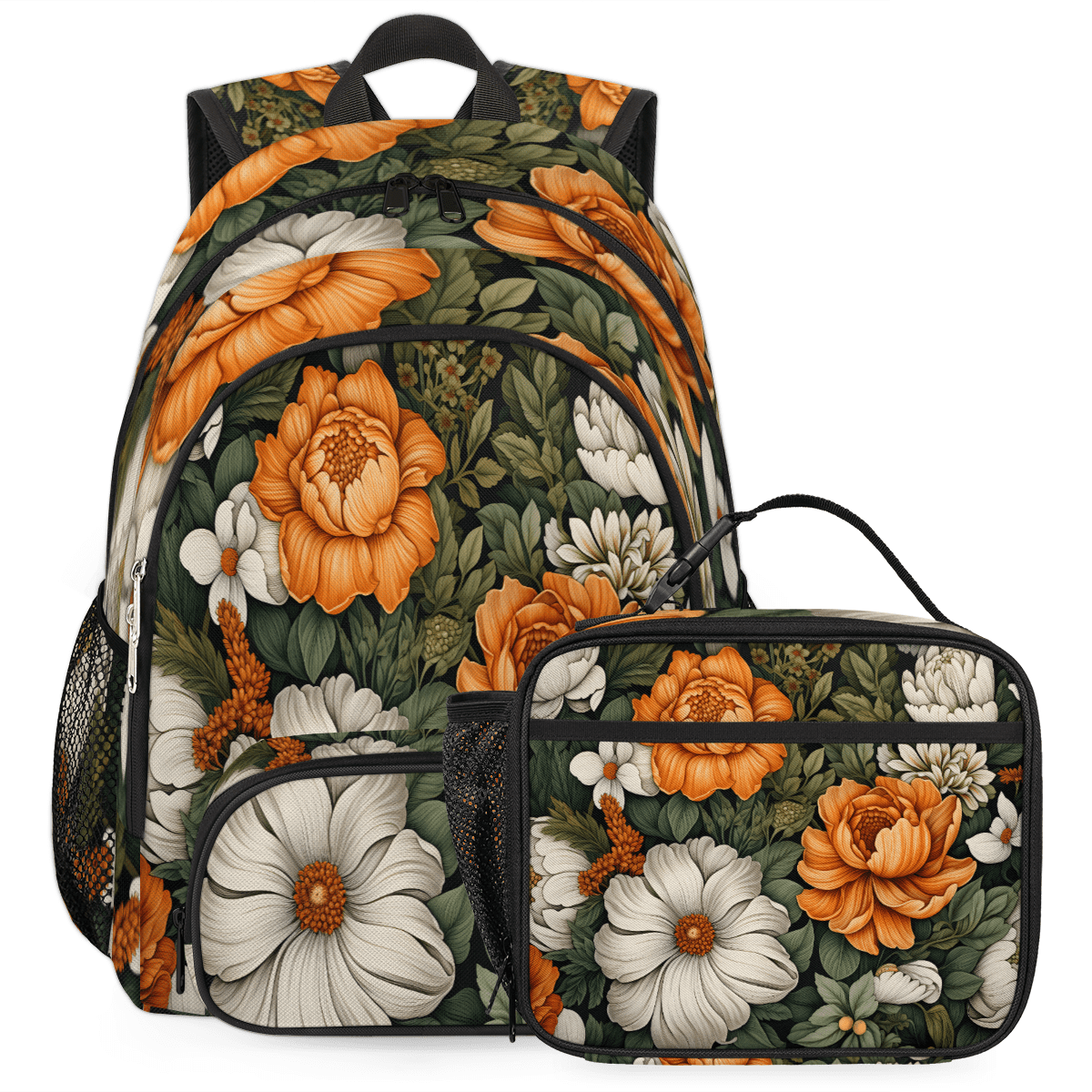 Herdesigns Flower Backpack with Lunch Box Watercolor Floral