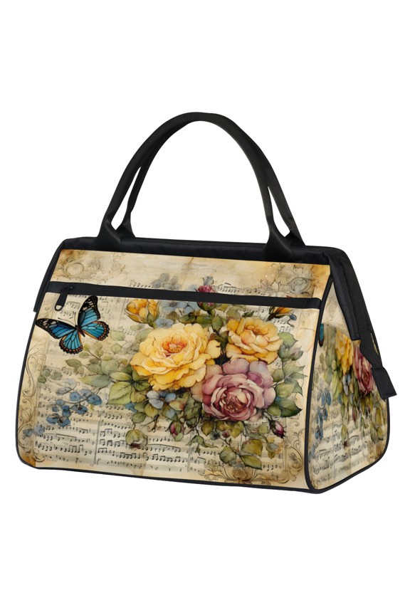 Vintage Floral Overnight Weekender Bag for Women Men Flower Butterfly Carry On Overnight Travel Duffle Bag Labor Delivery Bag for Hospital