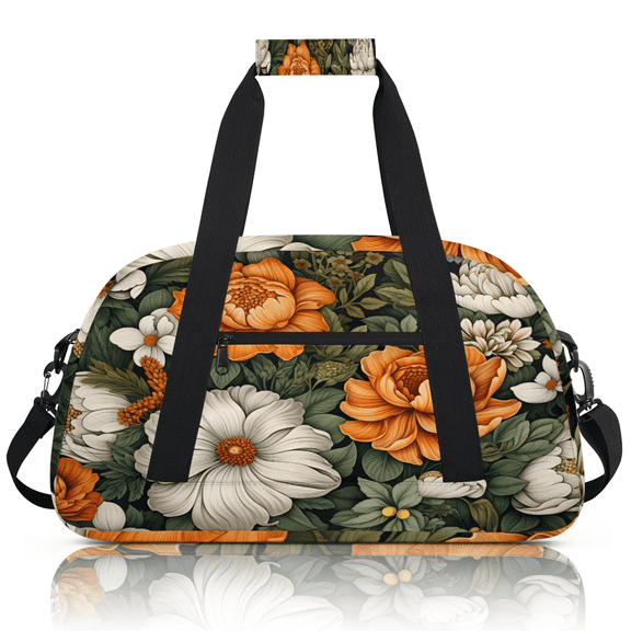 Herdesigns Vintage Floral Sports Duffle Bag for Women & Men, Chic Flower Gym Bag Dance Bag Overnight Bag Carry On Weekender Travel Bag