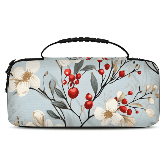 Herdesigns Vintage Flower Carry Case Compatible with Nintendo Switch 2, with 20 Game Card Slots, Fruit Floral Portable Travel Carrying Case Pouch for Accessories & Games
