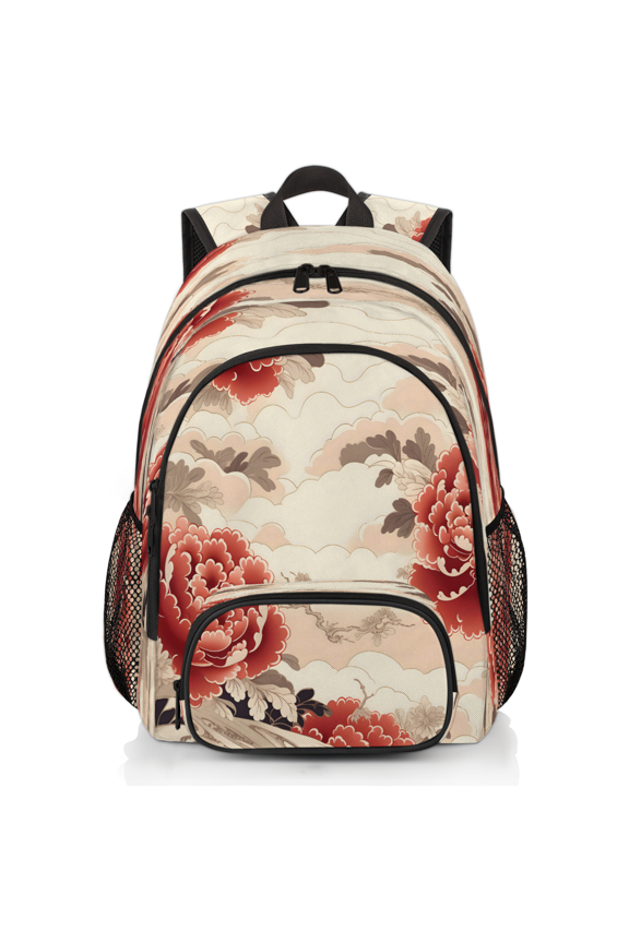 Vintage Flower Japanese Laptop Backpack for Women Men, 18.3 Inch Large Computer Backpacks Fashion Teacher Nurse Bag Casual Daypack for Work Travel