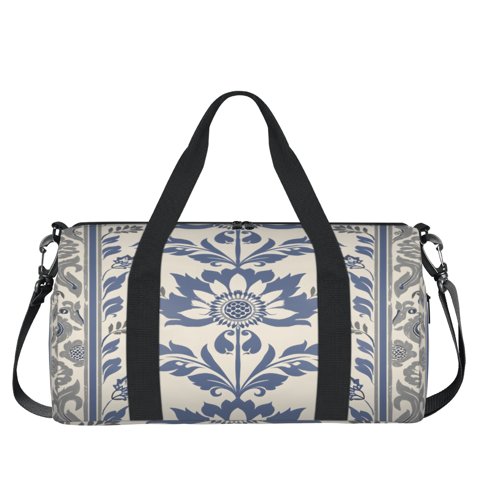 Herdesigns Vintage Flower Travel Duffle Bag Sports Yoga Weekender Overnight Carry on Workout Bags Lightweight Waterproof Gym Tote Bag for Women Floral