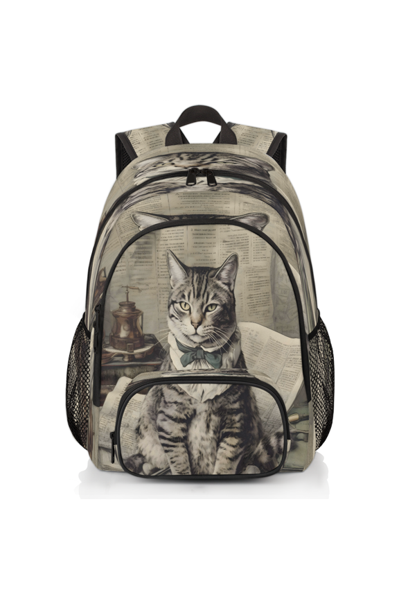 Vintage Funny Cat Laptop Backpack for Women Men, 18.3 Inch Large Computer Backpacks Fashion Teacher Nurse Bag Casual Daypack for Work Travel