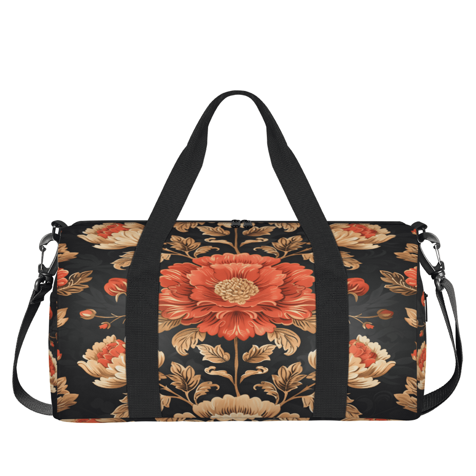 Herdesigns Vintage Gym Bag for Women, Duffle Bag for Travel Sport, Floral Lightweight Waterproof Carry on Weekender Dance Yoga Workout Bags