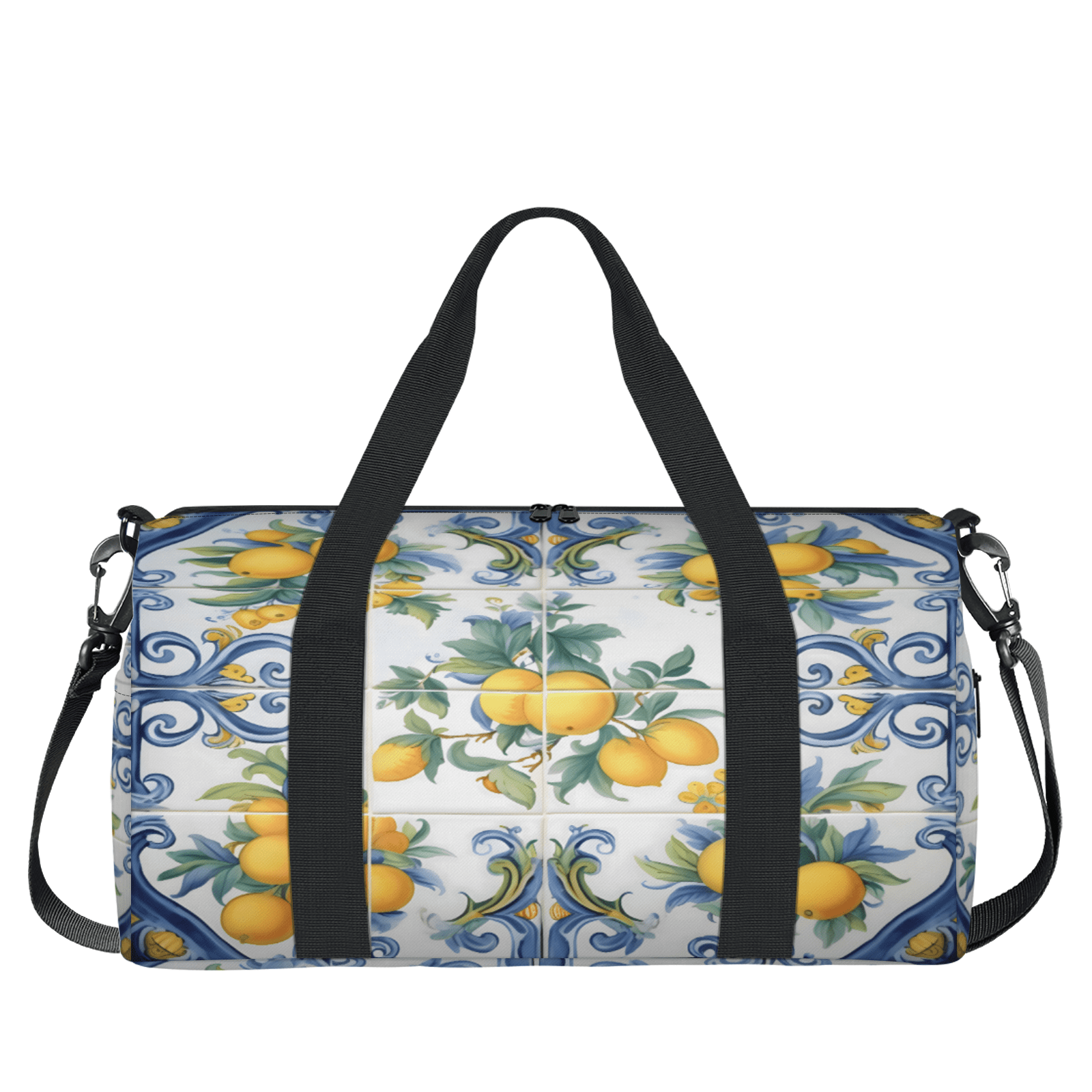 Herdesigns Vintage Lemon Boho Gym Bag for Women, Duffle Bag for Travel Sport, Lightweight Waterproof Carry on Weekender Overnight Dance Yoga Workout Bags