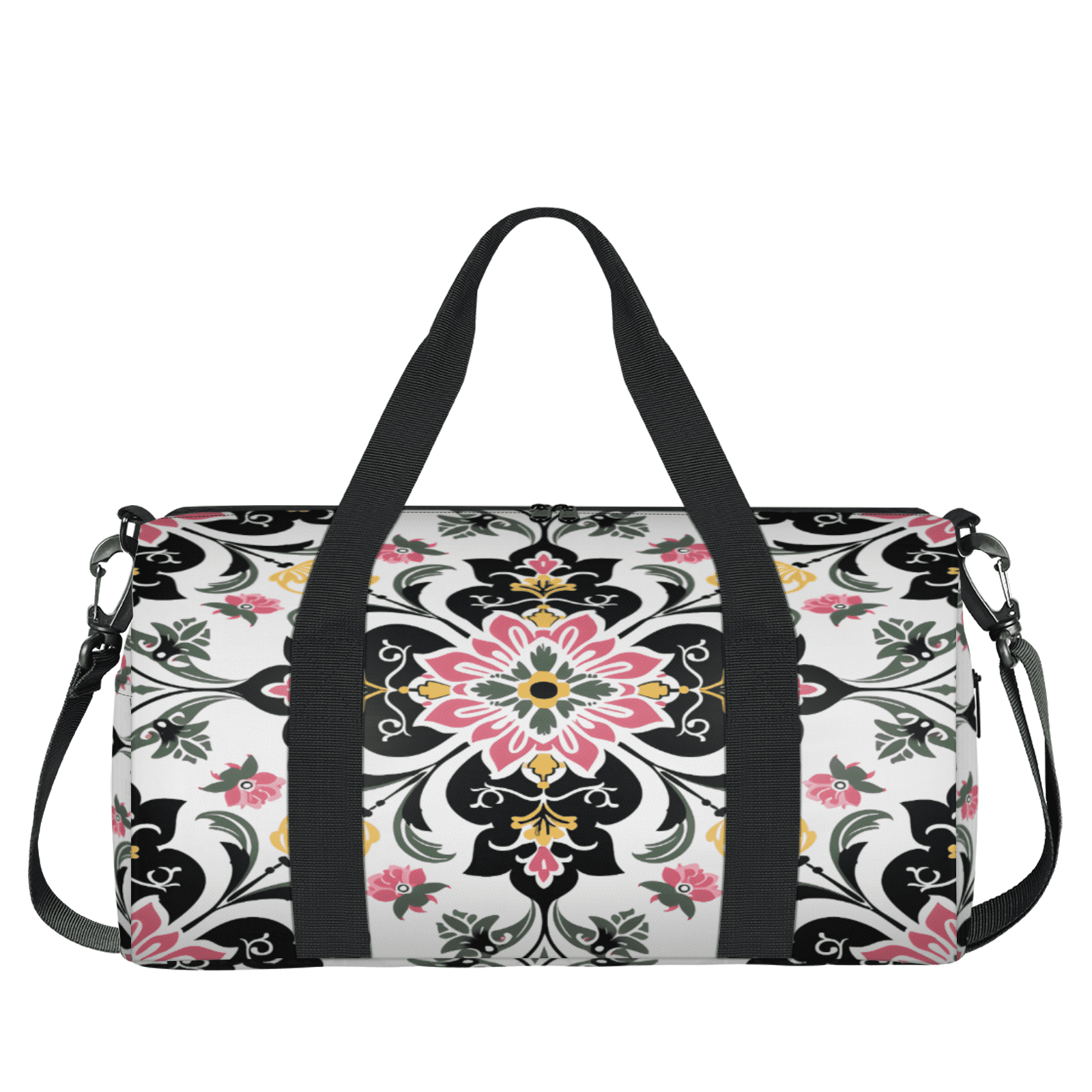 Herdesigns Vintage Modern Floral Gym Bag for Women, Duffle Bag for Travel Sport, Flower Lightweight Waterproof Carry on Weekender Dance Yoga Workout Bags