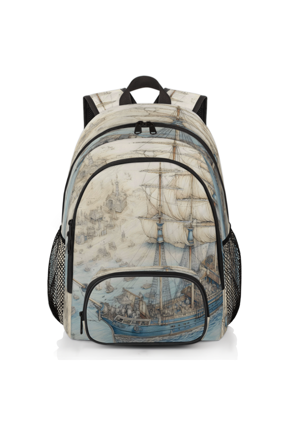 Vintage Ocean Sailing Ship Laptop Backpack for Women Men, 18.3 Inch Large Computer Backpacks Fashion Teacher Nurse Bag Casual Daypack for Work Travel