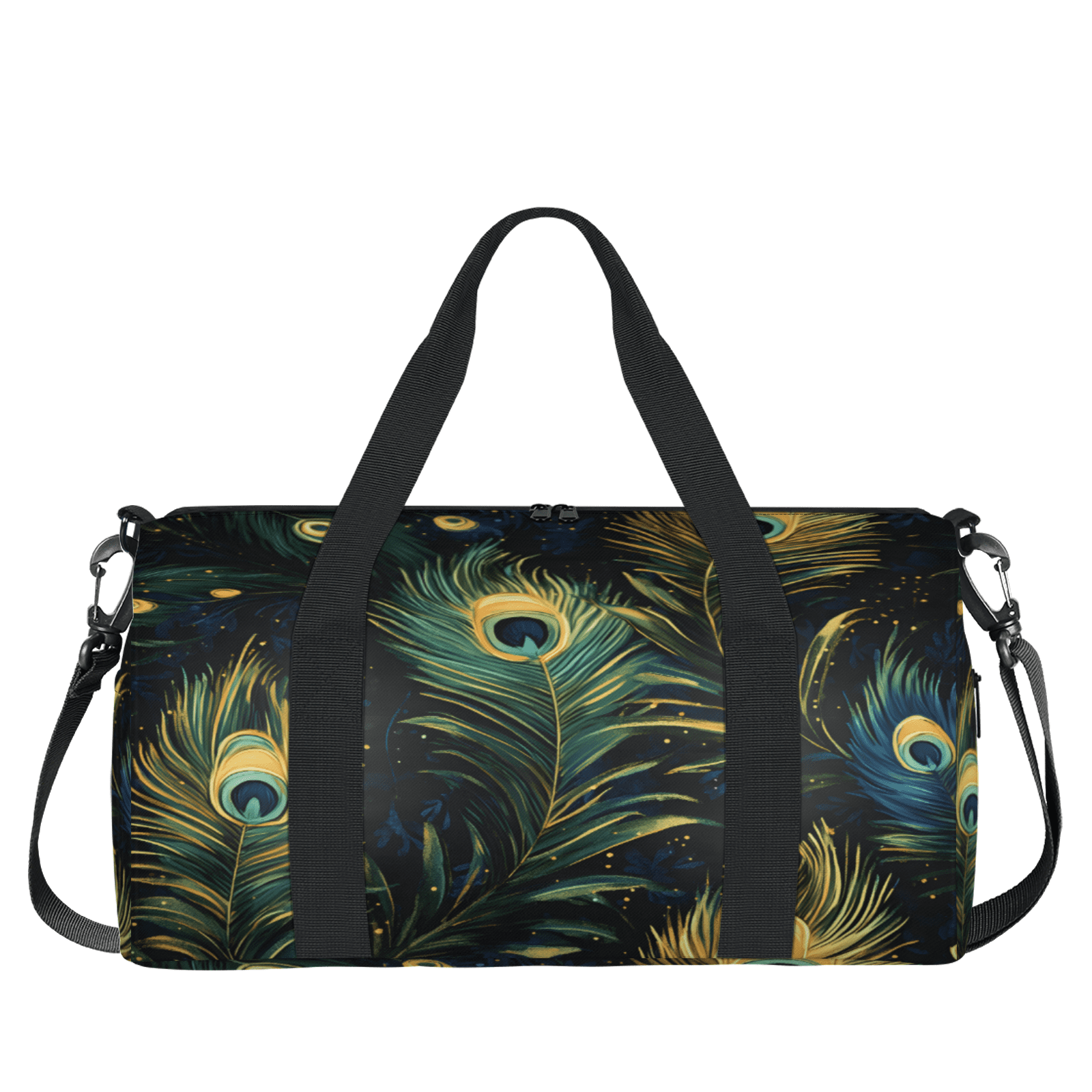 Herdesigns Vintage Peacock Feather Gym Bag for Women, Duffle Bag for Travel Sport, Lightweight Waterproof Carry on Weekender Dance Yoga Workout Bags
