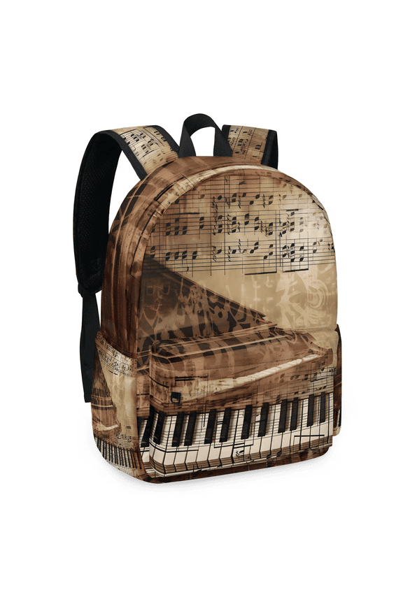 Vintage Piano Key Music Theme Backpack for Men Women Large Capacity Laptop Backpack Casual Daypack for Work Travel