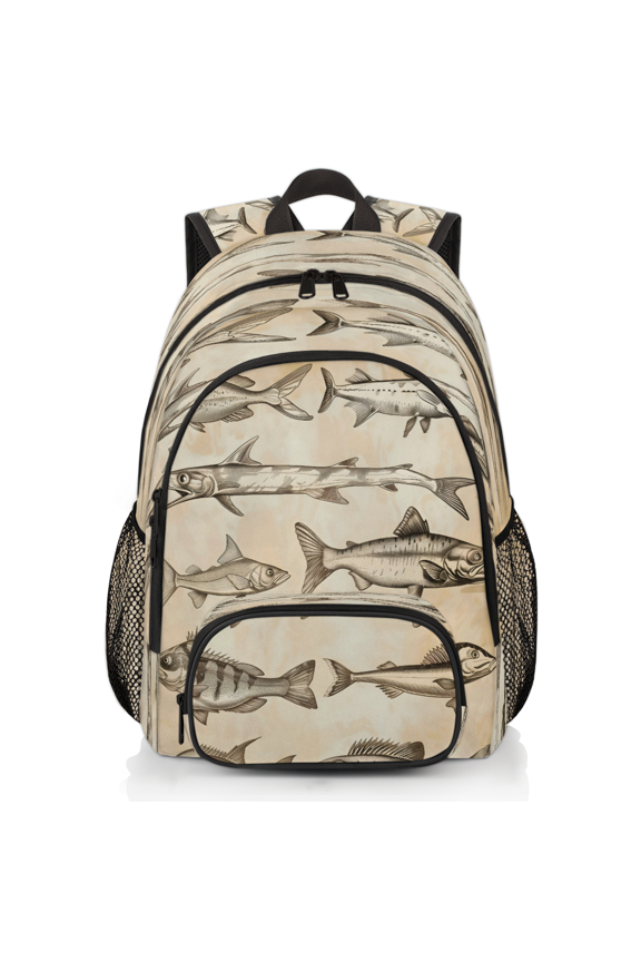 Vintage Retro Fish Laptop Backpack for Women Men, 18.3 Inch Large Computer Backpacks Fashion Teacher Nurse Bag Casual Daypack for Work Travel